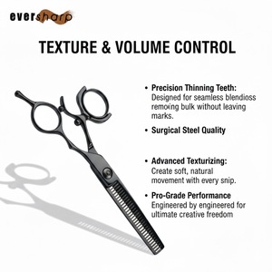 กรรไกรซอยผมมืออาชีพ ขนาด 5.5 นิ้ว ด้ามจับแบบหมุนได้ ผลิตจากสแตนเลส ใบมีดโค้ง 24 ฟัน สำหรับคนถนัดขวา เหมาะสำหรับร้านทำผมและร้านตัดผมชาย - Product Image 2