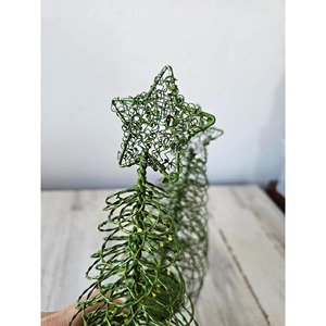 Metal Wire Christmas <b>Tree</b> Set with Star Topper Green Decorative Tabletop <b>Indoor</b> Holiday Decoration Pine Style From India - Product Image 2