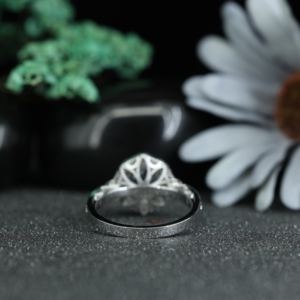 Bague de Fiançailles Vintage en Moissanite Bleue Prix Usine, Anneau de Mariage Antique en Argent 925 Plaqué Rhodium pour Femme - Product Image 6