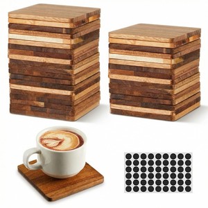 Ensemble de sous-verres géométriques en bambou artisanal, vente en gros |   Artisan de Moradabad - Product Image 1
