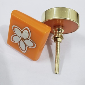 Bold & Stylish Orange Resin Cabinet <b>Knobs</b> with Reflective Metallic Inlay Unique Statement Hardware for a Modern Home Makeover - Product Image 4