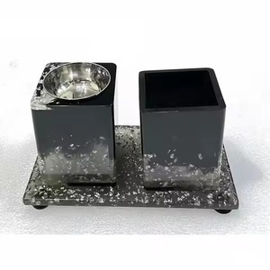 Portable Sandalwood and Epoxy Resin Incense <b>Burner</b> Square Shaped Modern Art Antique Style Handcrafted <b>for</b> Aromatic Use - Product Image 6