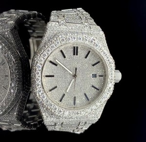 Luxury Unisex Stainless Steel <b>Watch</b> Full Diamond Iced 42mm <b>Case</b> Sapphire Crystal Analog Mechanical Movement GPS Multifunctional - Product Image 1