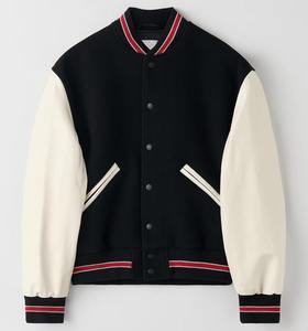 Blouson universitaire personnalisé coupe-vent et imperméable en laine enduite, avec couleurs personnalisées sur le devant, design universitaire Letterman, fabriqué sur mesure - Product Image 4