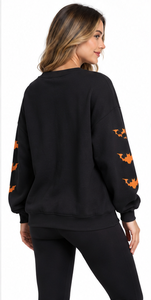 Halloween <b>Sweatshirt</b> <b>Vintage</b> Skull Graphic Oversized Crew Neck Long Sleeve Gothic Pullover Unisex Autumn Winter Streetwear - Product Image 4