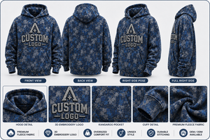 Custom Blue Leaf <b>Camo</b> <b>Hoodie</b> Heavyweight Fleece Streetwear <b>Hoodie</b> <b>for</b> <b>Men</b> & Women - Product Image 5