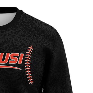 Sudadera Negra Gráfica de Cuello Redondo para Hombre, con Logotipo Personalizado, Estilo Béisbol, Manga Larga, para Entrenamiento de Equipo, Top de Invierno al por Mayor - Product Image 6