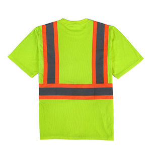 เสื้อยืดสะท้อนแสงเพื่อความปลอดภัยในการทำงาน ยี่ห้อ Econex Sports ได้รับการรับรองมาตรฐาน CE/EU ผลิตจากโพลีเอสเตอร์ สีส้ม-เขียวมะนาว สำหรับผู้ชาย - Product Image 3