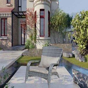 Sedia da giardino con cuscini grigi - Product Image 3