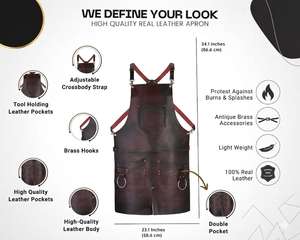 Delantal de Cuero Genuino para Artistas del Tatuaje, Protección Profesional Contra el Tinta y el Olor, Resistente al Agua, Equipo de Trabajo para Estudio - Product Image 6