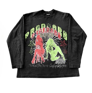 Camiseta de manga larga para mujer, jersey de algodón premium GSM, color mostaza, estampado gráfico vintage, logotipo personalizado, corte relajado, cuello cómodo. - Product Image 2