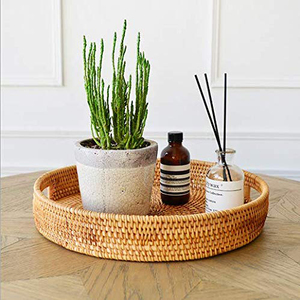 Round Shape Custom Size Tabletop Decoration Woven Rattan Storage Serving Tray For Kitchen Ware Multipurpose Usage Round <b>Basket</b> - Product Image 2