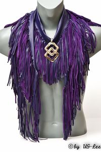 Écharpe châle à franges violettes avec pendentif doré, longue et superposée, pour femme, toutes saisons, couleur unie, en polyester, accessoire de mode - Product Image 4
