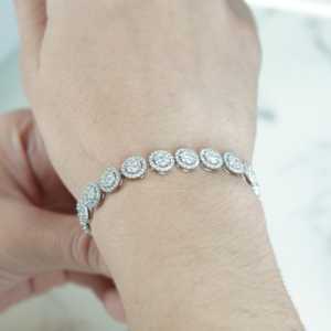 กำไลข้อมือเพชรทรงกลมล้อมเพชรทองคำขาว 18K สินค้าขายดี หรูหรา สำหรับผู้หญิง ของขวัญแต่งงาน เหมาะสำหรับเจ้าสาว มีจำหน่ายแล้ว - Product Image 6