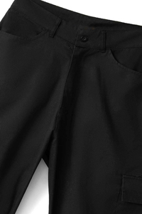 Shorts cargo en toile noire pour homme, taille mi-haute, fermeture boutonnée, longueur Bermuda, style décontracté avec poches - Product Image 4
