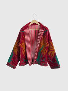 Veste en lin brodée de fleurs, col montant, manches longues, style Prairie Chic, vêtements de printemps pour femmes - Product Image 3