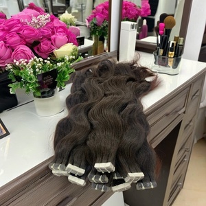 High Quality Indian Hair No Shedding Tangle-Free Double Drawn <b>Machine</b> Double Weft Silky Virgin Remy <b>Tape</b> Hair Extension - Product Image 1