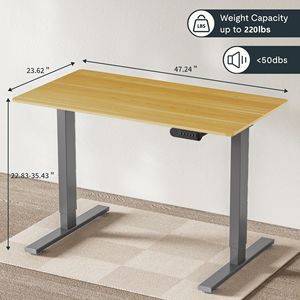 Scrivania Elettrica Regolabile in Altezza 48 x 24 Pollici, Postazione di Lavoro per Casa e Ufficio, Telaio Grigio, Scrivania Sit-Stand - Product Image 2