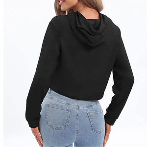 Fashionable <b>Patchwork</b> Long Sleeve Ladies Crop <b>Top</b> Hoodie Pullover Custom Women Hoodies Sweatshirts Wholesale - Product Image 3