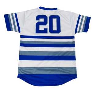 Finer Striped Baseball Jersey Women White Blue Sublimation Polyester Short Sleeve Casual Athletic Shirt Stylish Fit - Product Image 2