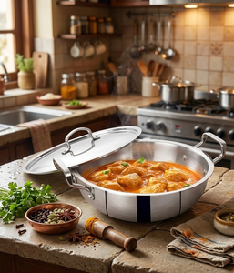High-Capacity <b>Induction</b> Compatible Stainless Steel Kadai – Deep Casserole <b>Pan</b> for Restaurant & Home Catering - Product Image 1