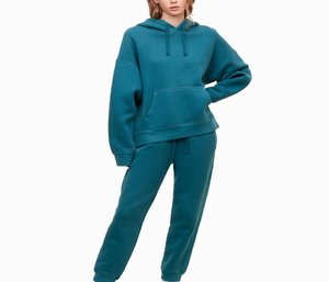 Sweat à capuche polaire uni pour femme, chaud et doux, à manches longues, décontracté, avec poche, confortable pour le quotidien, logo frontal - Product Image 1