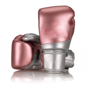 Gants de boxe en cuir PU or rose, gants d'entraînement, fermeture Velcro, respirants, unisexes pour la boxe, le MMA, le Muay Thai, le kickboxing - Product Image 1