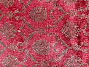 Tela brocada floral color marfil, textil damasco tejido con tacto de lino para kurta. - Product Image 2
