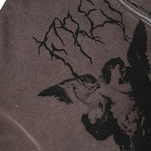 Sudadera con capucha gótica con cremallera, de algodón tejido, extragrande, con estampado frontal, transpirable, para otoño, de manga regular - Product Image 4