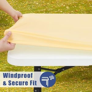 Tovaglia Rettangolare in Spandex da 6 Piedi, Copritavolo Elastico Lavabile per Picnic, Patio e Esterni CA - Product Image 2