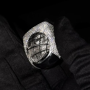 Baguette & Round Cut Moissanite Diamond Dome Engagement <b>Ring</b> Iced Out Style Hip Hop <b>Statement</b> <b>Ring</b> for Men's 925 <b>Silver</b> Jewelry - Product Image 4