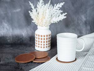 Premium Genuine Leather Coasters Custom Stitching <b>Desk</b> <b>Pad</b> Wholesale Waterproof Coffee Cup Mat Bulk Distributor LC-0044 - Product Image 2