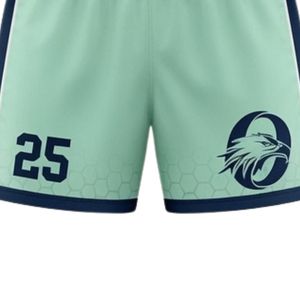 Ensemble d'uniformes de lacrosse unisexe vert menthe en polyester, maillot et short de sport légers, tenue d'équipe athlétique - Product Image 6