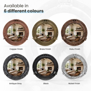 Miroir mural rond en aluminium de qualité supérieure, style nautique côtier, pour la décoration intérieure, disponible à la vente - Product Image 4
