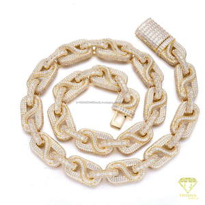 Collar de Plata de Ley 925 con Diamantes de Moissanita, Cadena Cubana, Joyería Hip Hop, Cadena de Lujo para Hombre, Venta al por Mayor - Product Image 4