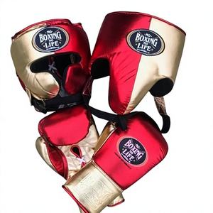 Personalized Customizable Red Gold MMA No Boxing No Life Sparring Pro Genuine Leather Lace-Up Closure Lightweight Gloves - Product Image 1