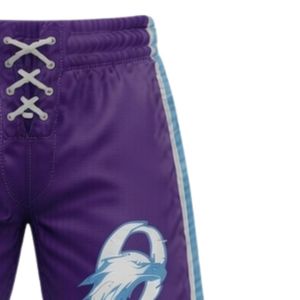 Shorts de sport athlétiques pour hommes, imprimés sublimés violet, en polyester, avec cordon de serrage et bande latérale, pour l'entraînement et les matchs de hockey sur glace - Product Image 3