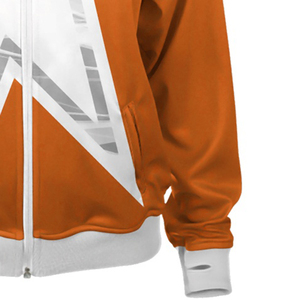 Women's Orange <b>White</b> Color Blocking Geometric Print Hooded Zip-Up Fleece Knitted <b>2</b> <b>Piece</b> Long <b>Set</b> Sporty Activewear Top Regular - Product Image 3