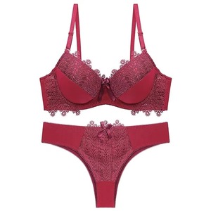 Ensemble de soutiens-gorge push-up en dentelle pour femmes, style quotidien, respirant et confortable, ensemble deux pièces - Product Image 1