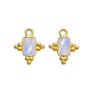 Rainbow <b>Moonstone</b> 5x3mm Rectangle Bezel Charms Handmade Fancy Bezel <b>Pendants</b> Gold Plated Birthstone Earring Making Suppliers - Product Image 1