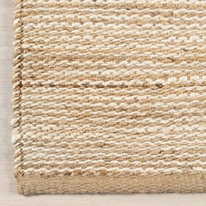 Alfombra de Yute Natural y Blanco Sólido, Tejida a Mano, Estilo Boho Neutral, para Sala de Estar, Dormitorio, Entrada, Decoración de Piso - Product Image 4