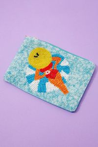 Beaded Cartoon Sun Character Coin Purse Zipper <b>Pouch</b> Handmade <b>Mini</b> Unisex Ocean Theme - Product Image 1