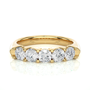 Anillo de Diamantes Naturales con Corte Redondo en Oro de 18K, 5 Piezas de Diamantes, Joyería Fina de Diamantes para Venta al Por Mayor - Product Image 1