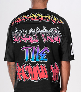 เสื้อเจอร์ซีย์อเมริกันฟุตบอล/ฟุตบอล แบบยูนิเซ็กซ์ สีเทา คอวี แขนสั้น ผ้าตาข่าย พิมพ์ลายแบบซับลิเมชั่น ระบายอากาศได้ดี ซับเหงื่อ ผลิตจากโพลีเอสเตอร์ 100% - Product Image 2