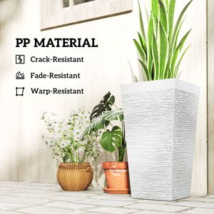 Set di 3 Fioriere da Esterno dal Design Classico da 22,8 Pollici con Finitura Effetto Pietra Colore Bianco Impilabili Design Affusolato Foro di Drenaggio Ruote - Product Image 6