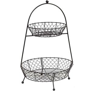Support à fruits à 2 niveaux en fil métallique avec base en bois, pour comptoir de cuisine, taille et forme personnalisables, meilleure tendance - Product Image 5