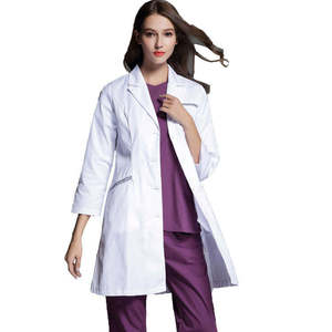 Blouse de laboratoire blanche tissée pour femmes, coton et polyester, uniforme d'hôpital, 3 poches, fermeture à boutons-pression, blouse médicale pour médecin - Product Image 2