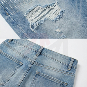 Custom Luxury Men Denim Rhinestone Shorts Premium Crystal Studded <b>Jean</b> Shorts OEM ODM Wholesale Manufacturer - Product Image 5