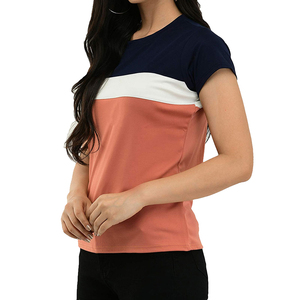 T-shirt décontracté pour femme à col rond et manches courtes, coupe classique, 100 % coton tricoté, respirant, toutes saisons - Product Image 4