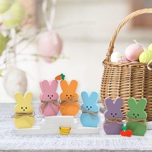 Set di 6 Decorazioni Pasquali per Casa, Segnaposto in Legno a Forma di Coniglio, Decorazioni per Mensola, Tavolo e Scaffale, Decorazioni Primaverili - Product Image 2